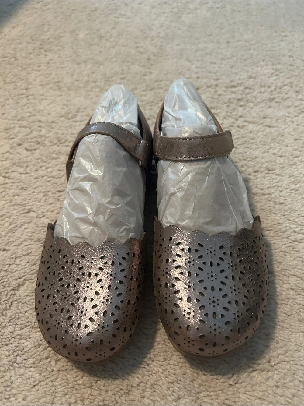 Earth Origins Women's Metallic Brown Perforated Mary Jane Shoe never worn